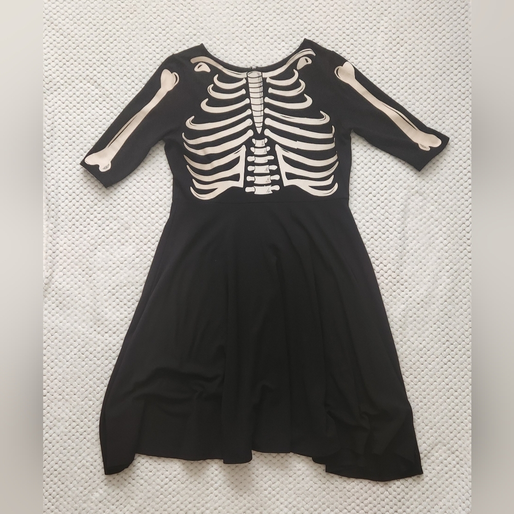 Unique Vintage: Skeleton PinUp Swing Dress - PLUS Sized!
